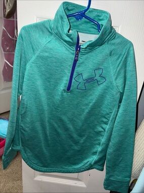 Under Armour Teal Green Quarter-Zip Pullover with Blue Logo